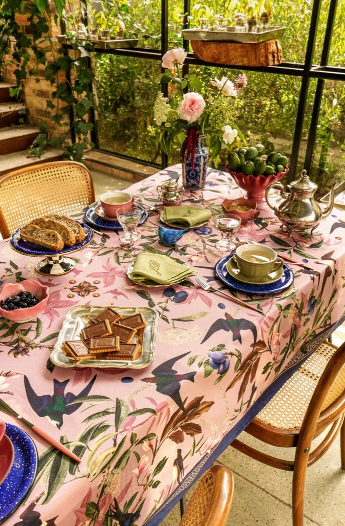 Tropical Garden Tablecloth in Rose