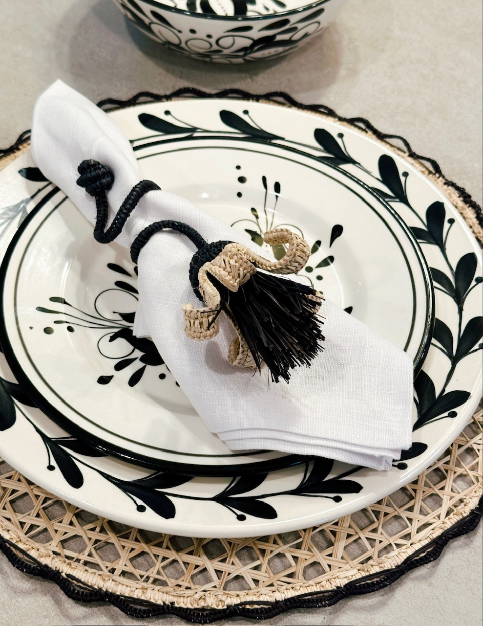 Noir Hand-painted Dinnerware 3 Piece Set Collection