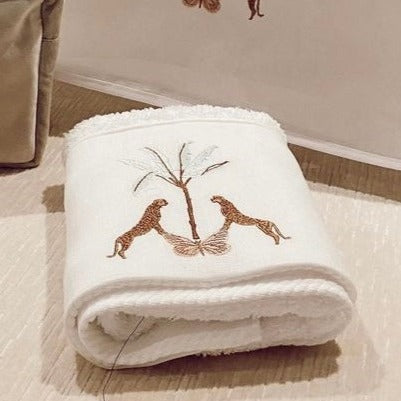 Leopard Embroidered Guest Cotton Towel